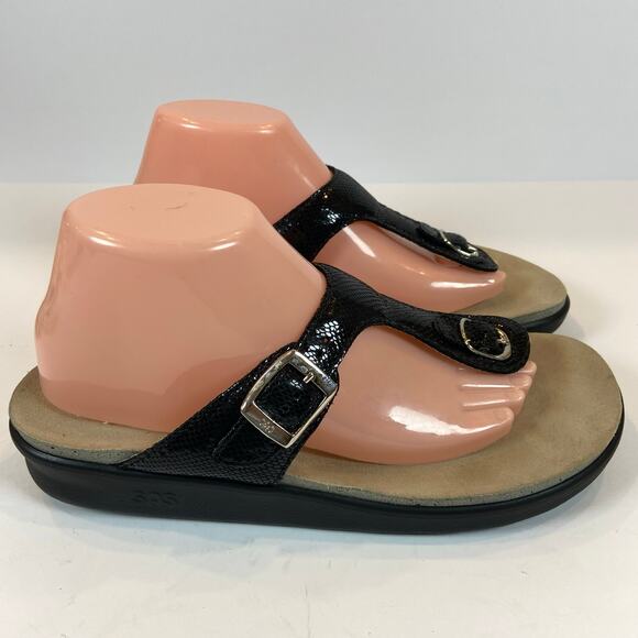 SAS Sanibel T- Strap Slide Sandals Black Size 10 M - Picture 6 of 9